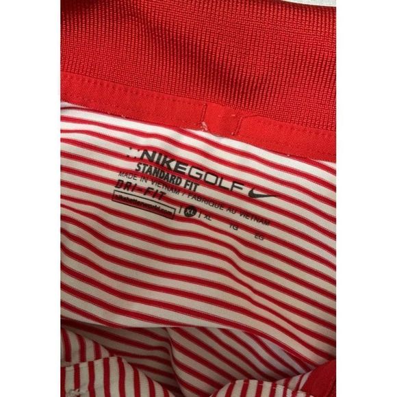 Xl Nike Golf Polo Shirt Red white stipe DriFit Standard Fit - Picture 5 of 5